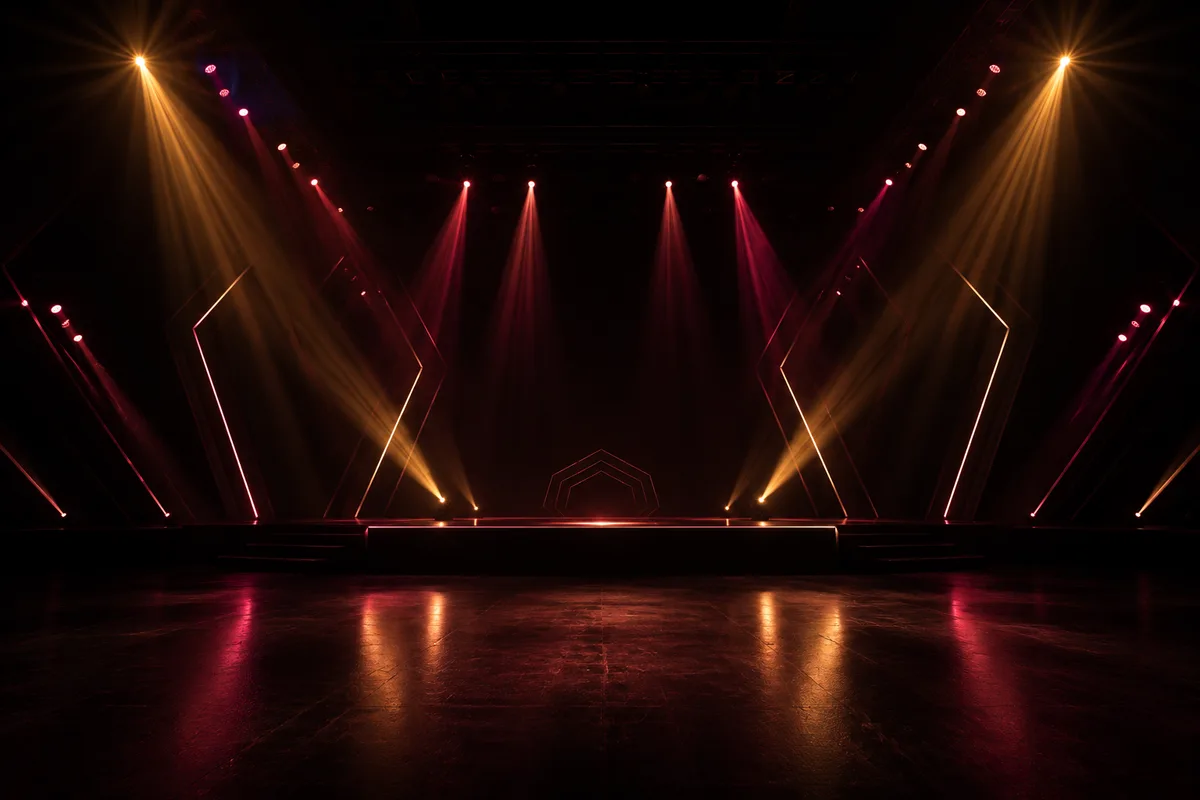 Abstract dark esports arena stage lighting